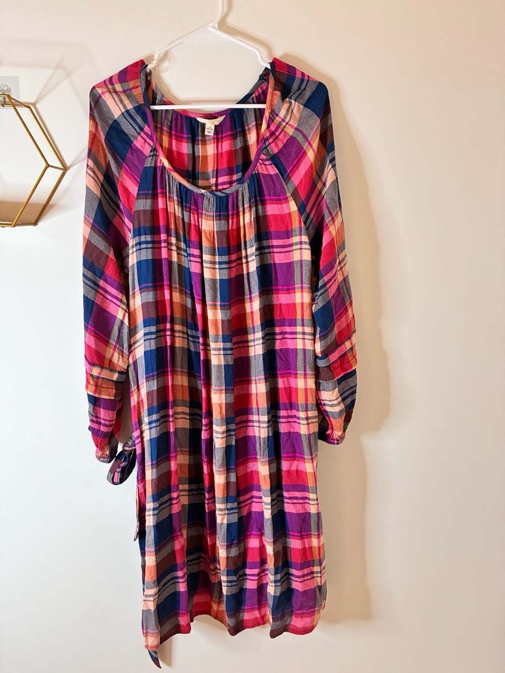 Terra & Sky Plaid Dress Size 1X (16W-18W) Pink Blue